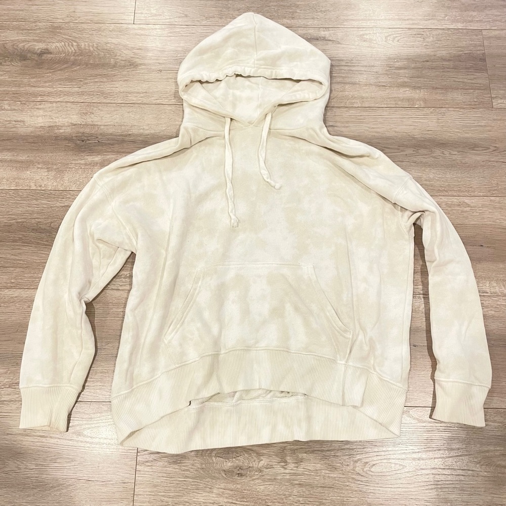 Aerie Cream Tie Dye Long Sleeve Pullover Hoodie Size Small